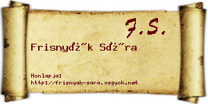 Frisnyák Sára névjegykártya