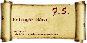 Frisnyák Sára névjegykártya